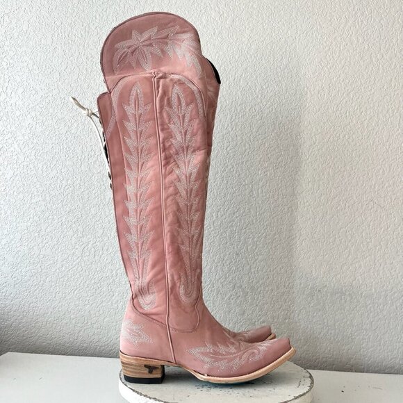 Lane LEXINGTON Over the Knee Womens Cowboy Boots 8 Pink Western Cowgirl Lace Up - Picture 2 of 15